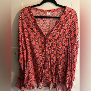 Old Navy Coral Medallion Print Blouse